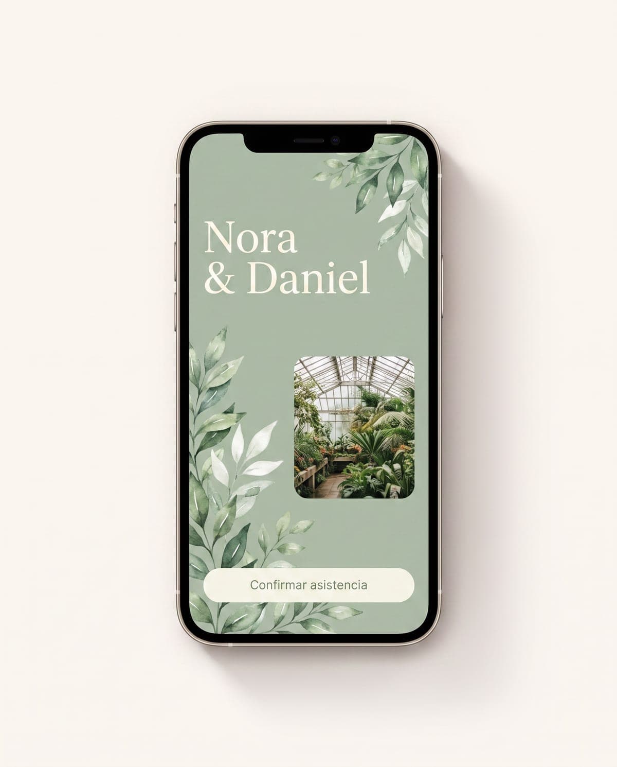 Invitación digital · Boda botánica — Nora & Daniel