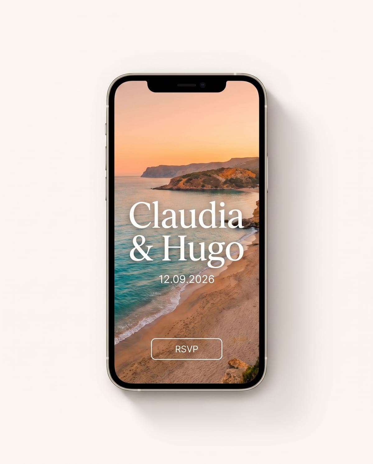 Invitación digital · Boda en la playa — Claudia & Hugo