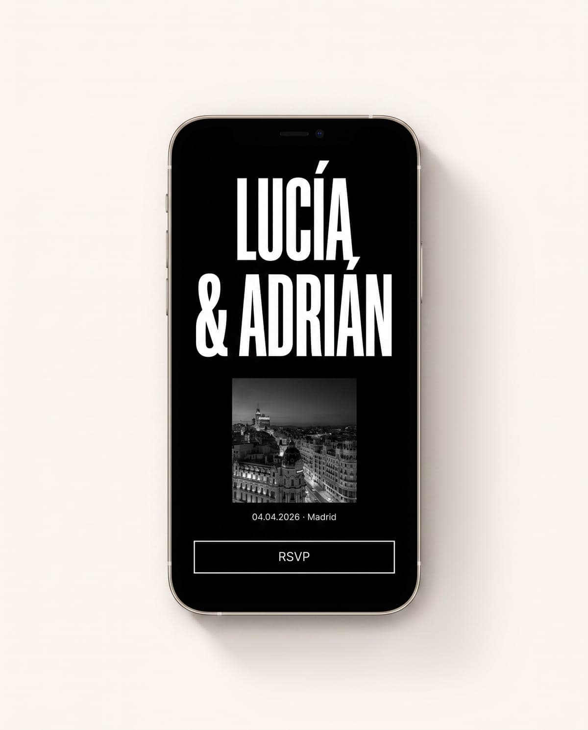 Invitación digital · Boda urbana — Lucía & Adrián